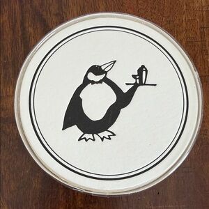 WILLIAMS SONOMA - Charles Fradin Letterpress Coasters Penguin Serving Martini